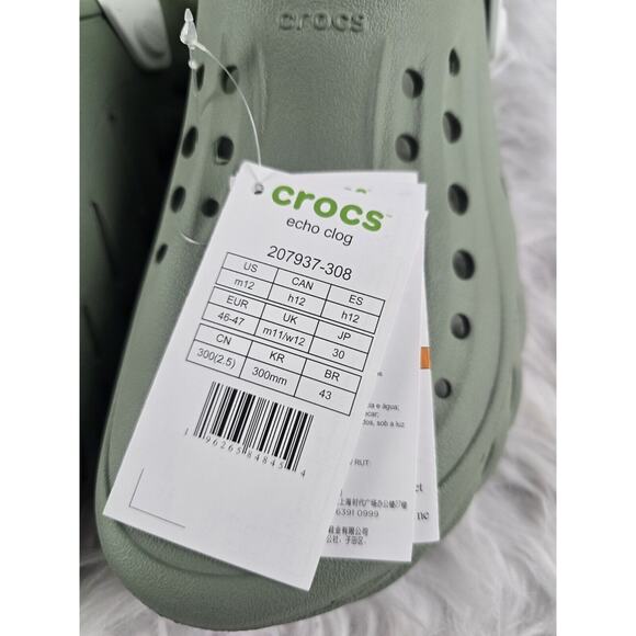 CROCS Men\'s Olive Sandals with White and Lime Accents main image 3